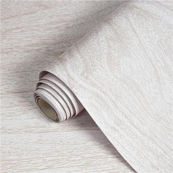 White Wood Contact Paper for Cabinets &Drawers Wood Grain Wallpaper Peel &Stick - Picture 1 of 7